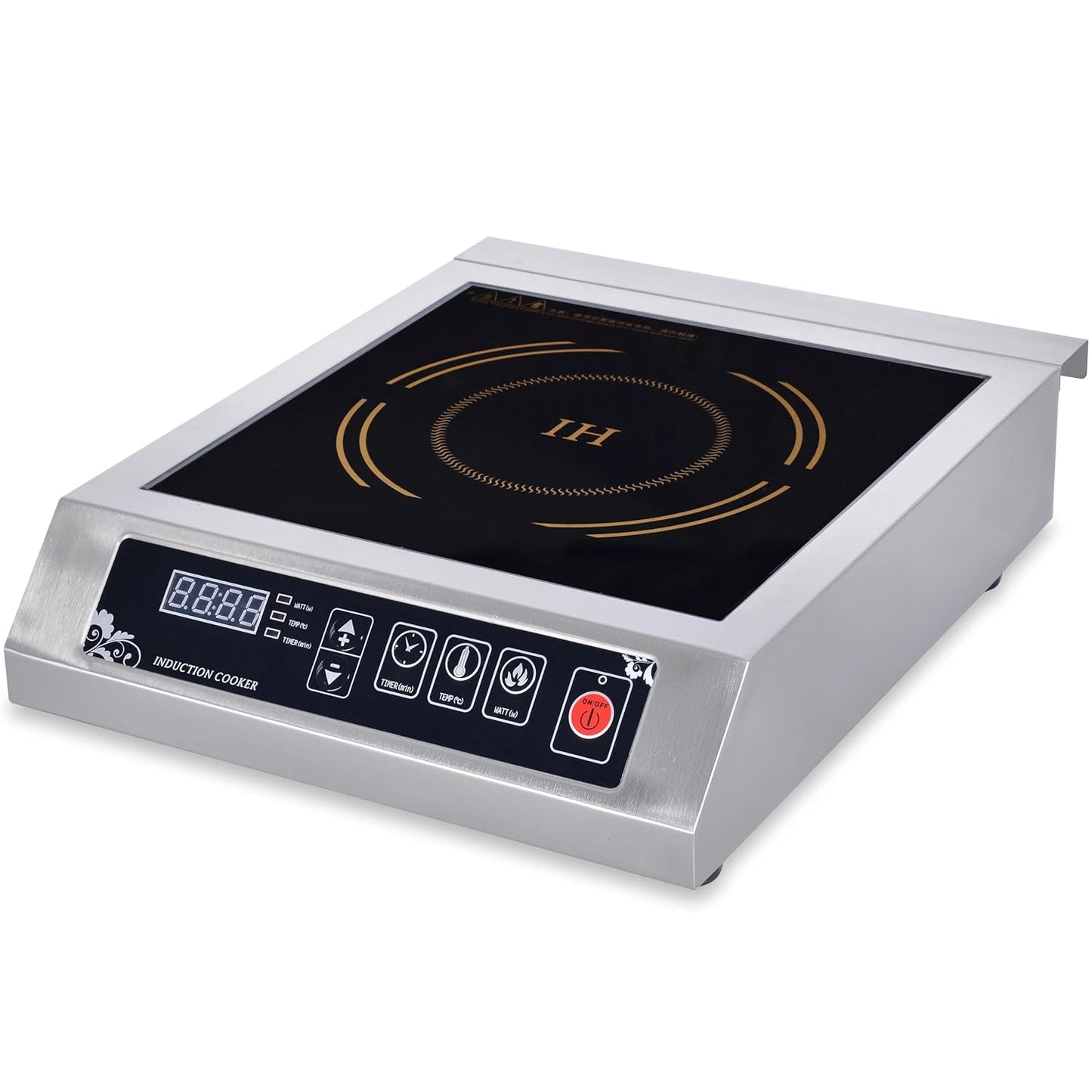 Gurubhai Equipments Stainless Steel Commercial Induction Cooktop 3500W – Fast Heating, Energy Efficient, Precision Cooking, Digital Controls & Timer Function – Ideal for Restaurants & Hotels
