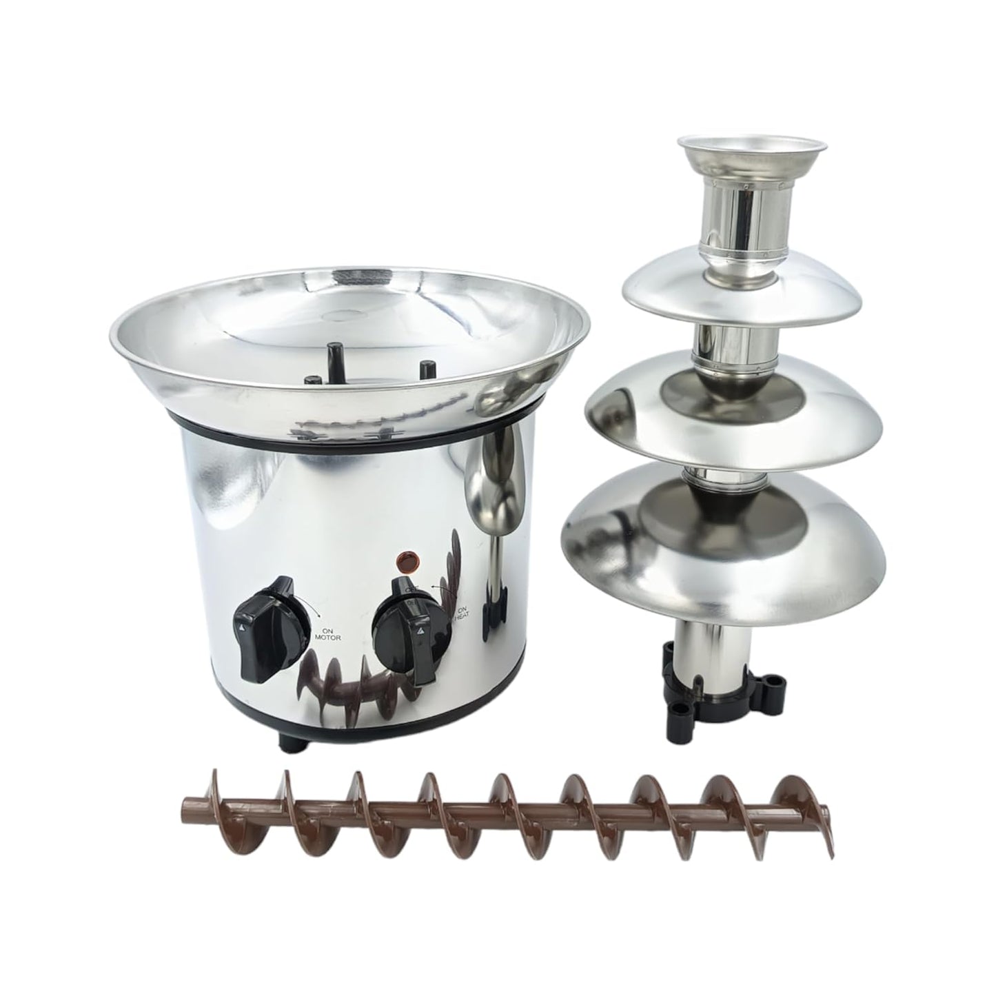 Gurubhai Equipments 4-Tier Chocolate Fondue Fountain Machine, Stainless Steel - 170W, Commercial-Grade Electric Chocolate Fountain for Events, Parties, Buffets, Weddings, and Catering Services