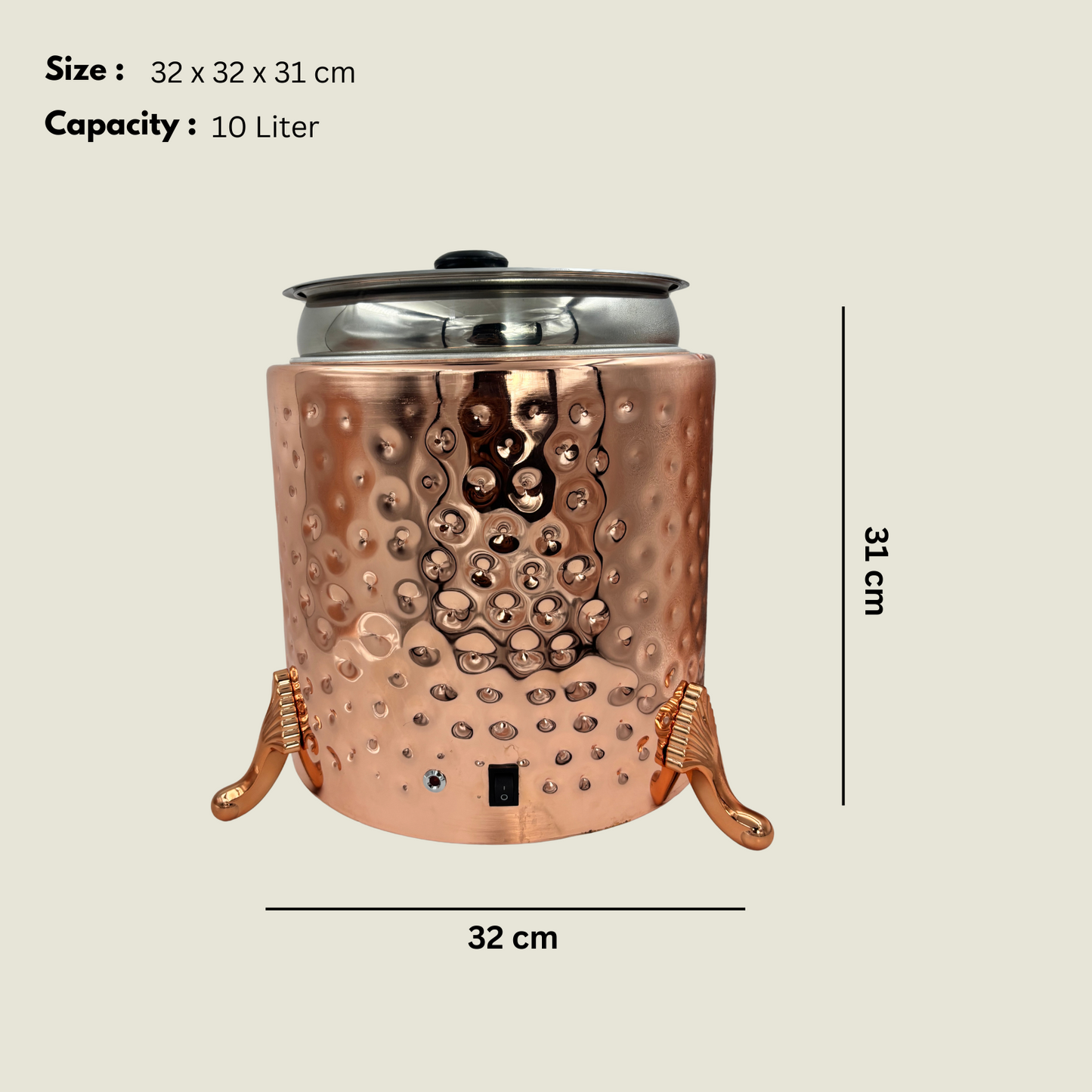 Gurubhai Equipments Electric Soup Warmer Pot, 10 Liter Soup Pot ( Rose Gold )