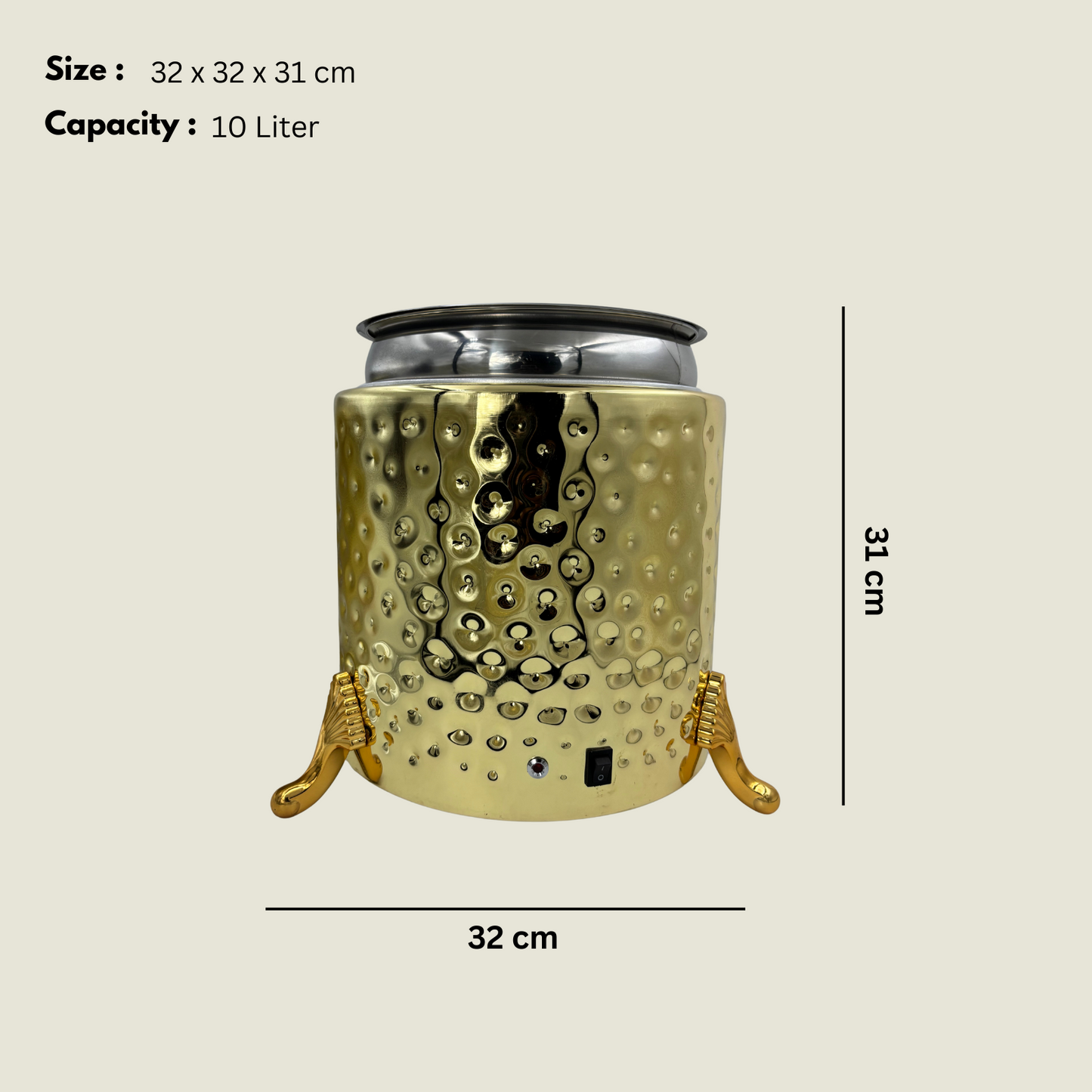 Gurubhai Equipments Electric Soup Warmer, 10 L Warmer Pot ( Golden )