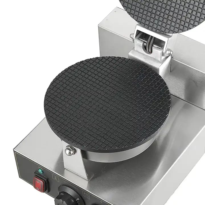 Gurubhai Equipments Commercial Waffle Cone Maker Machine, Waffle Cone Maker 220V Stainless Steel Egg Roll Mold, with Non-stick Baking Tray, Temperature and Time Control for Restaurant Use 1200W.