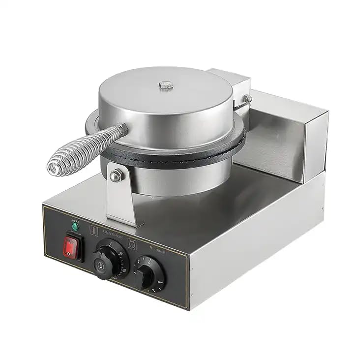 Gurubhai Equipments Commercial Waffle Cone Maker Machine, Waffle Cone Maker 220V Stainless Steel Egg Roll Mold, with Non-stick Baking Tray, Temperature and Time Control for Restaurant Use 1200W.