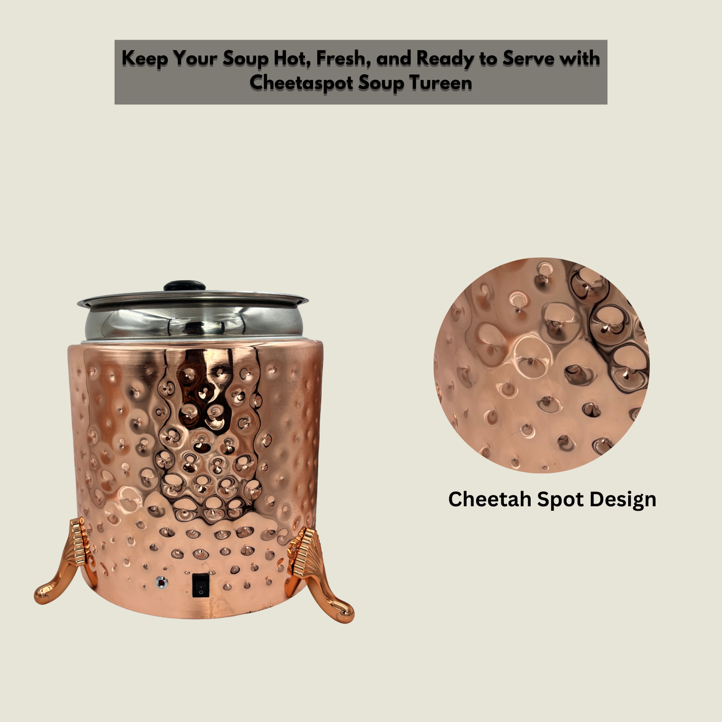 Gurubhai Equipments Electric Soup Warmer Pot, 10 Liter Soup Pot ( Rose Gold )