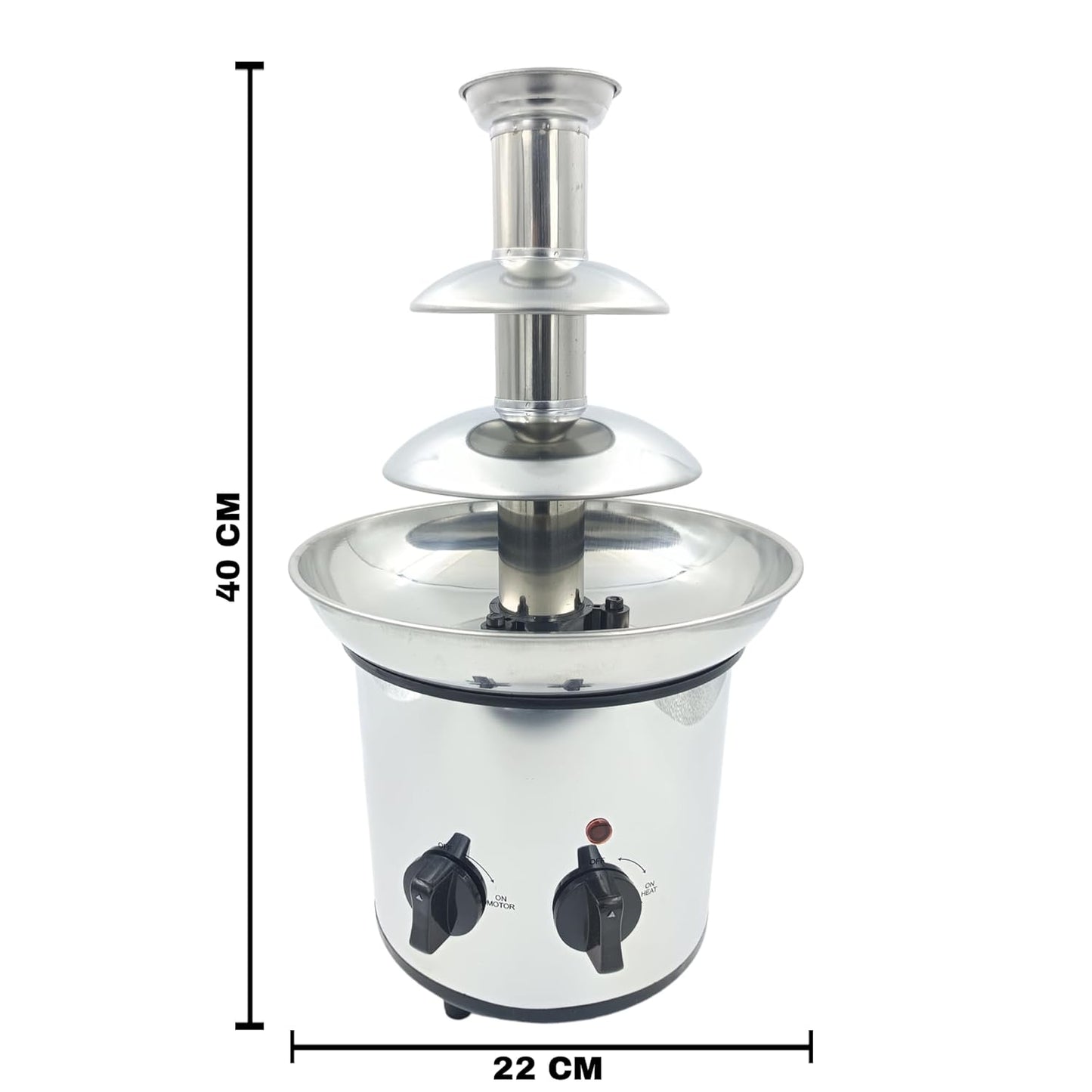 Gurubhai Equipments 3-Tier Chocolate Fondue Fountain Machine, Stainless Steel - 170W, Commercial-Grade Electric Chocolate Fountain for Events, Parties, Buffets, Weddings, and Catering Services