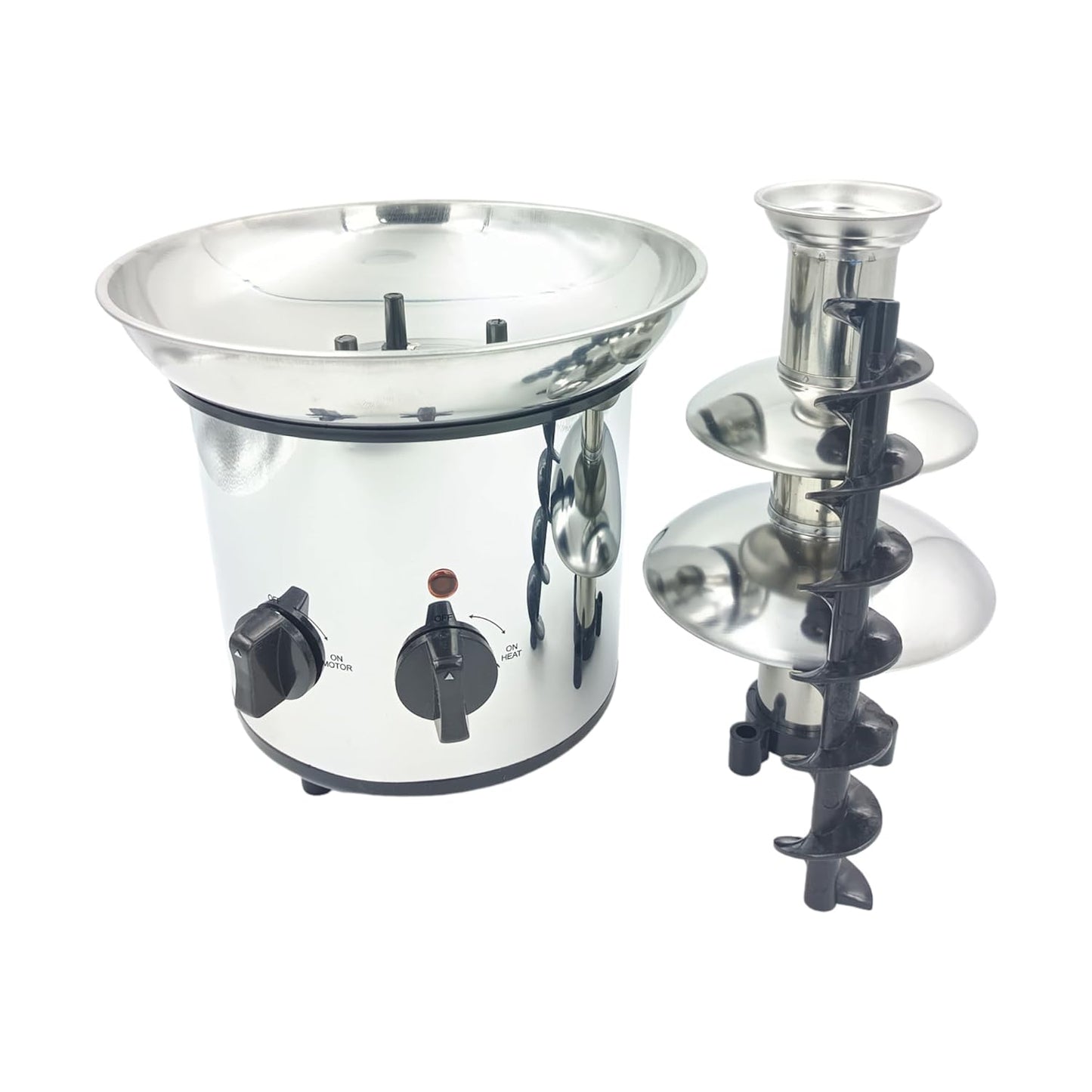 Gurubhai Equipments 3-Tier Chocolate Fondue Fountain Machine, Stainless Steel - 170W, Commercial-Grade Electric Chocolate Fountain for Events, Parties, Buffets, Weddings, and Catering Services