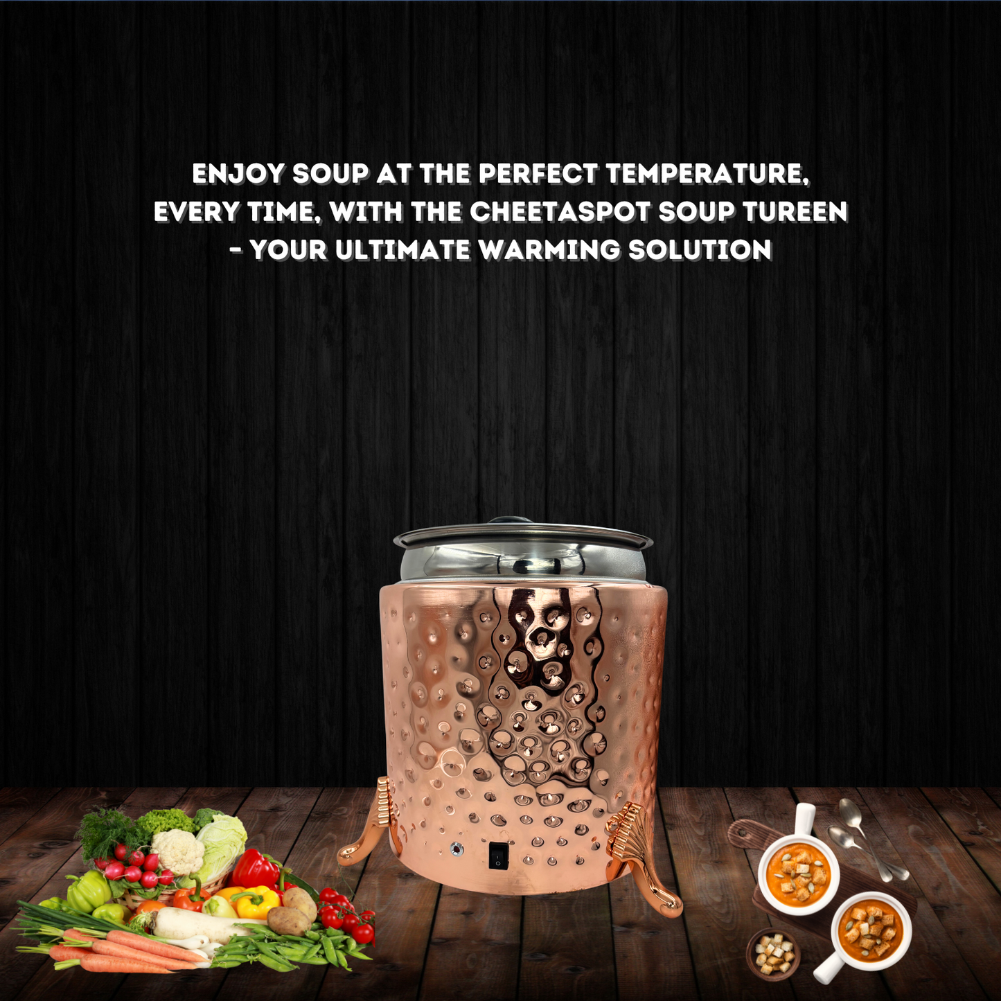 Gurubhai Equipments Electric Soup Warmer Pot, 10 Liter Soup Pot ( Rose Gold )