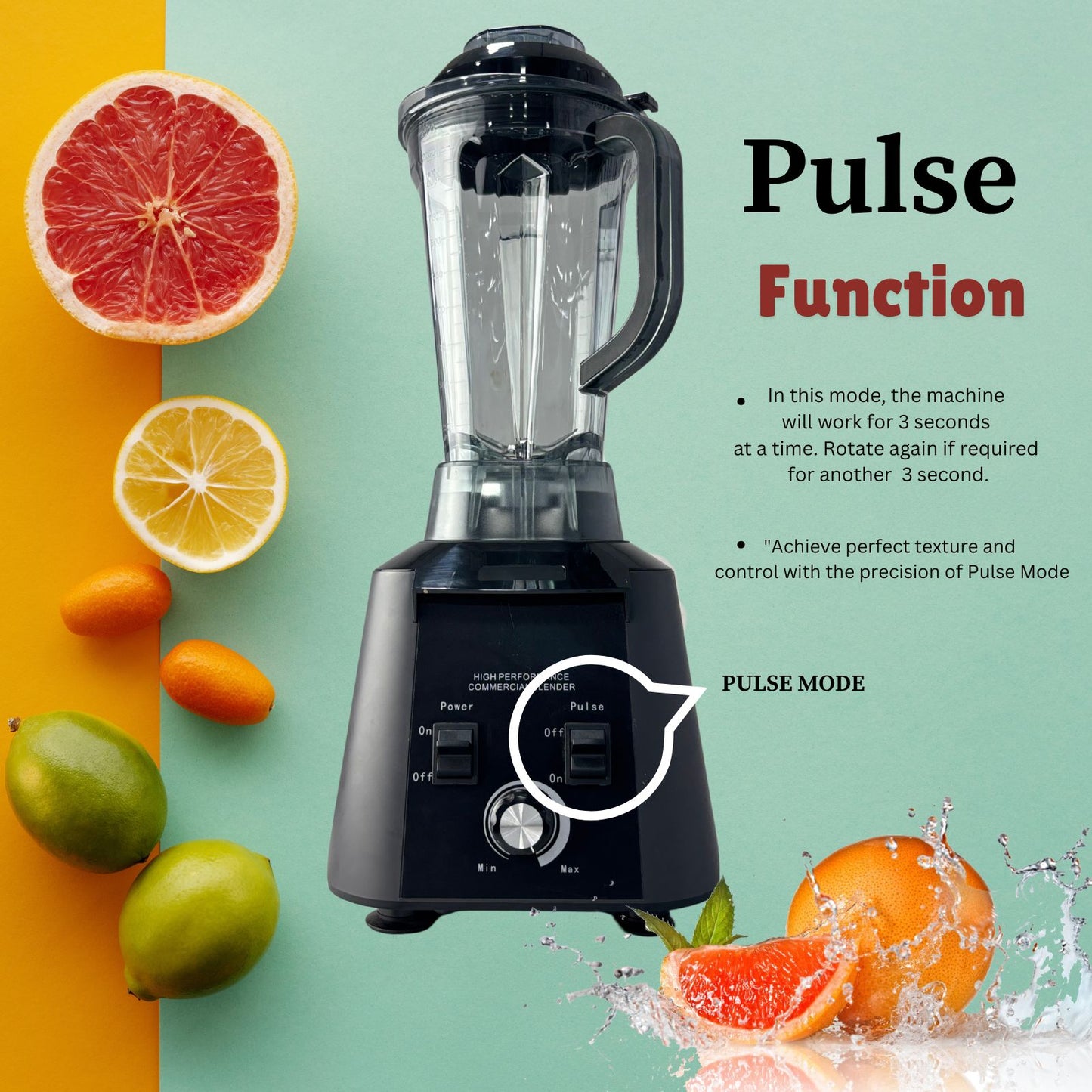 Gurubhai Equipments Commercial Blender/Grinder/Mixer, 2200W, 2.5 Litres BPA Free Jar, High Power & Speed Blender, 100% Copper Motor 28000 RPM, Pulse & Timer