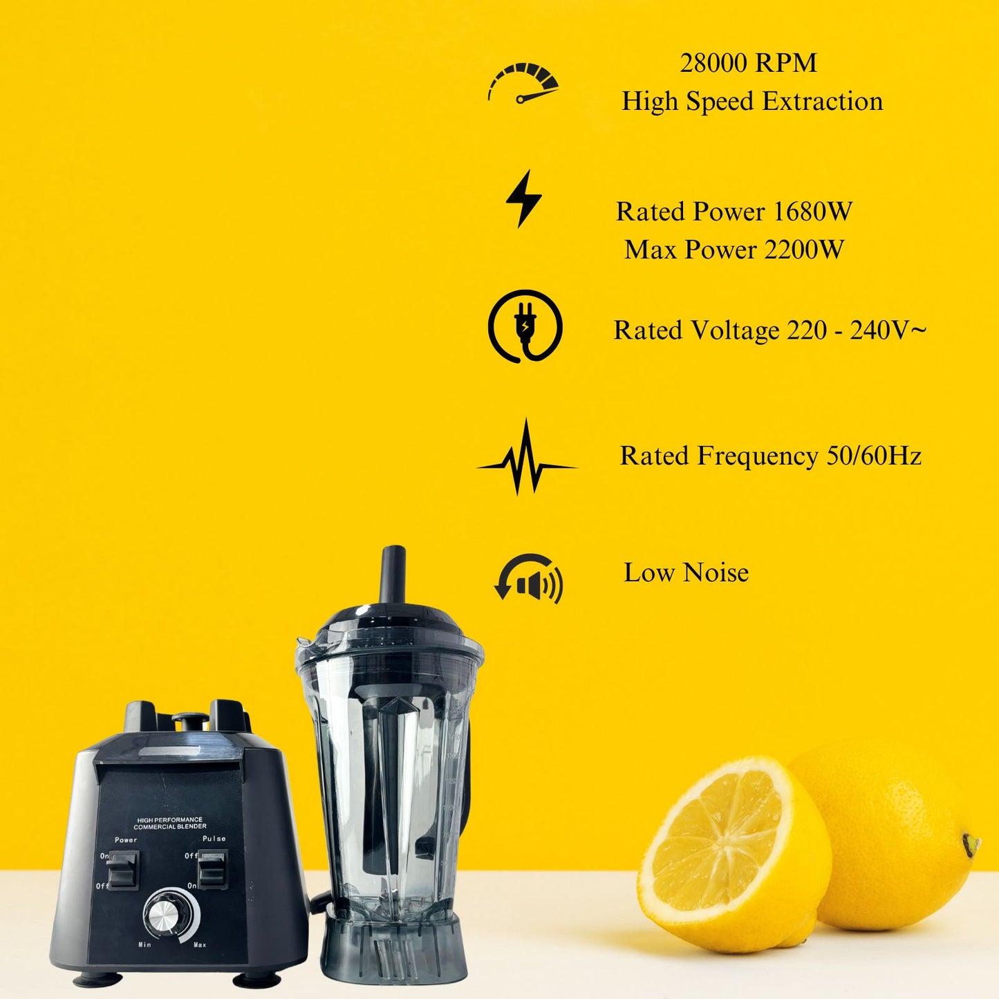 Gurubhai Equipments Commercial Blender/Grinder/Mixer, 2200W, 2.5 Litres BPA Free Jar, High Power & Speed Blender, 100% Copper Motor 28000 RPM, Pulse & Timer