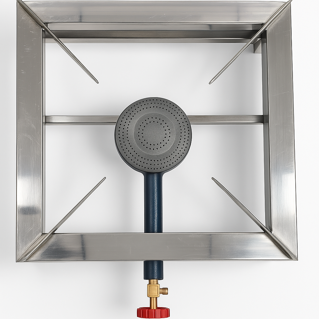 Gurubhai Equipments Stainless Steel Single Burner Stove β 10"x10"x10" Heavy-Duty Commercial Gas Stove for Catering, Restaurants & Outdoor Cooking