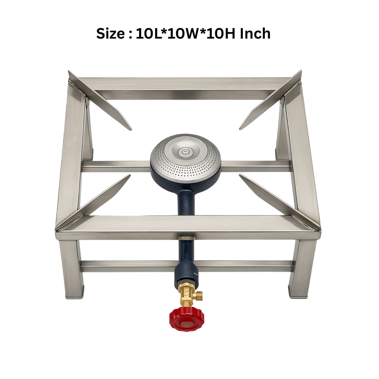 Gurubhai Equipments Stainless Steel Single Burner Stove β 10"x10"x10" Heavy-Duty Commercial Gas Stove for Catering, Restaurants & Outdoor Cooking