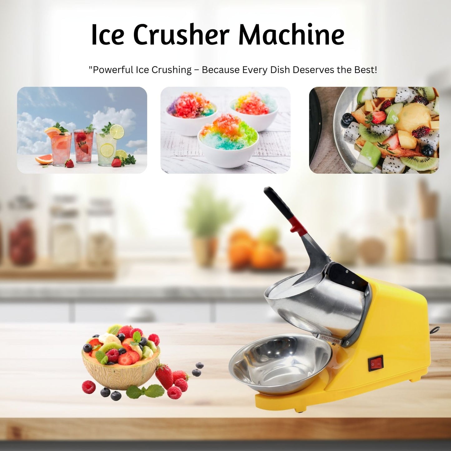Gurubhai Equipments Electric Ice Crusher Machine, 300W, 65KG/Hr Capacity, (Color As Per Availability)