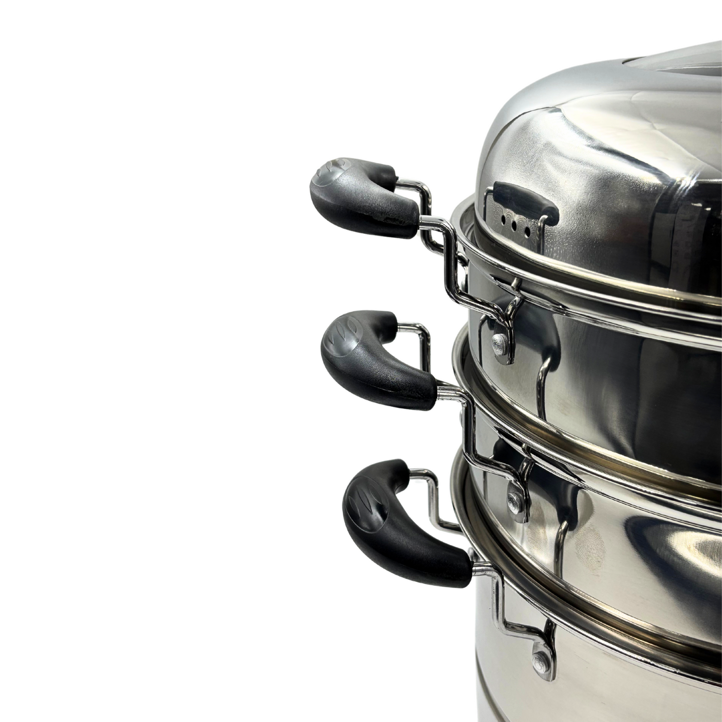Gurubhai Equipments Stainless Steel 3-Tier Steamer With Lid 30cm – Multipurpose Steamer for Vegetables, Momos, Modak & Rice | Induction & Gas Compatible, Durable Food Steamer (Silver)