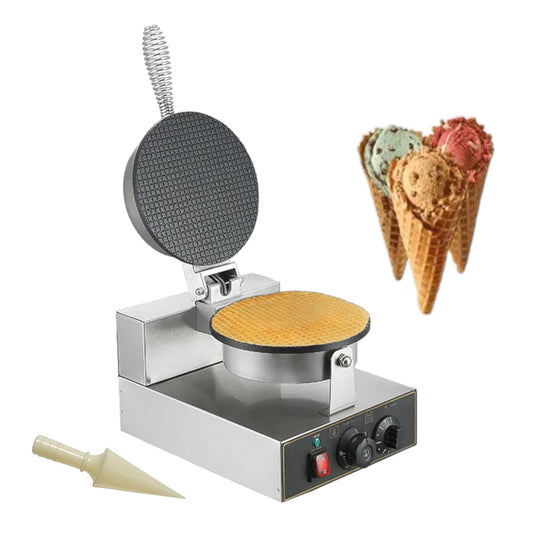 Gurubhai Equipments Commercial Waffle Cone Maker Machine, Waffle Cone Maker 220V Stainless Steel Egg Roll Mold, with Non-stick Baking Tray, Temperature and Time Control for Restaurant Use 1200W.