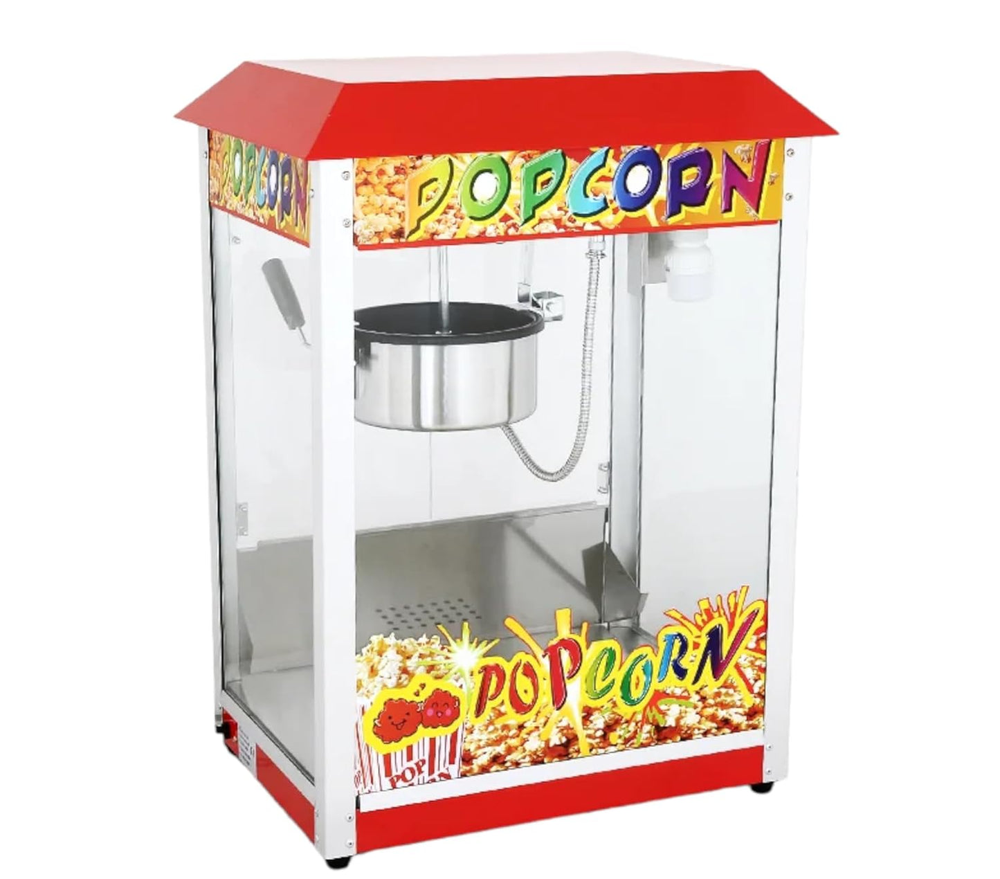 Gurubhai Equipments Commercial Popcorn Maker, Table Top Popcorn Vending Machine, 220V Countertop Popcorn Maker for Threater & Resturant Use, 3-Switch Control Steel Frame, 250 Gram in a Batch