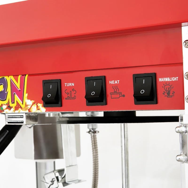 Gurubhai Equipments Commercial Popcorn Maker, Table Top Popcorn Vending Machine, 220V Countertop Popcorn Maker for Threater & Resturant Use, 3-Switch Control Steel Frame, 250 Gram in a Batch