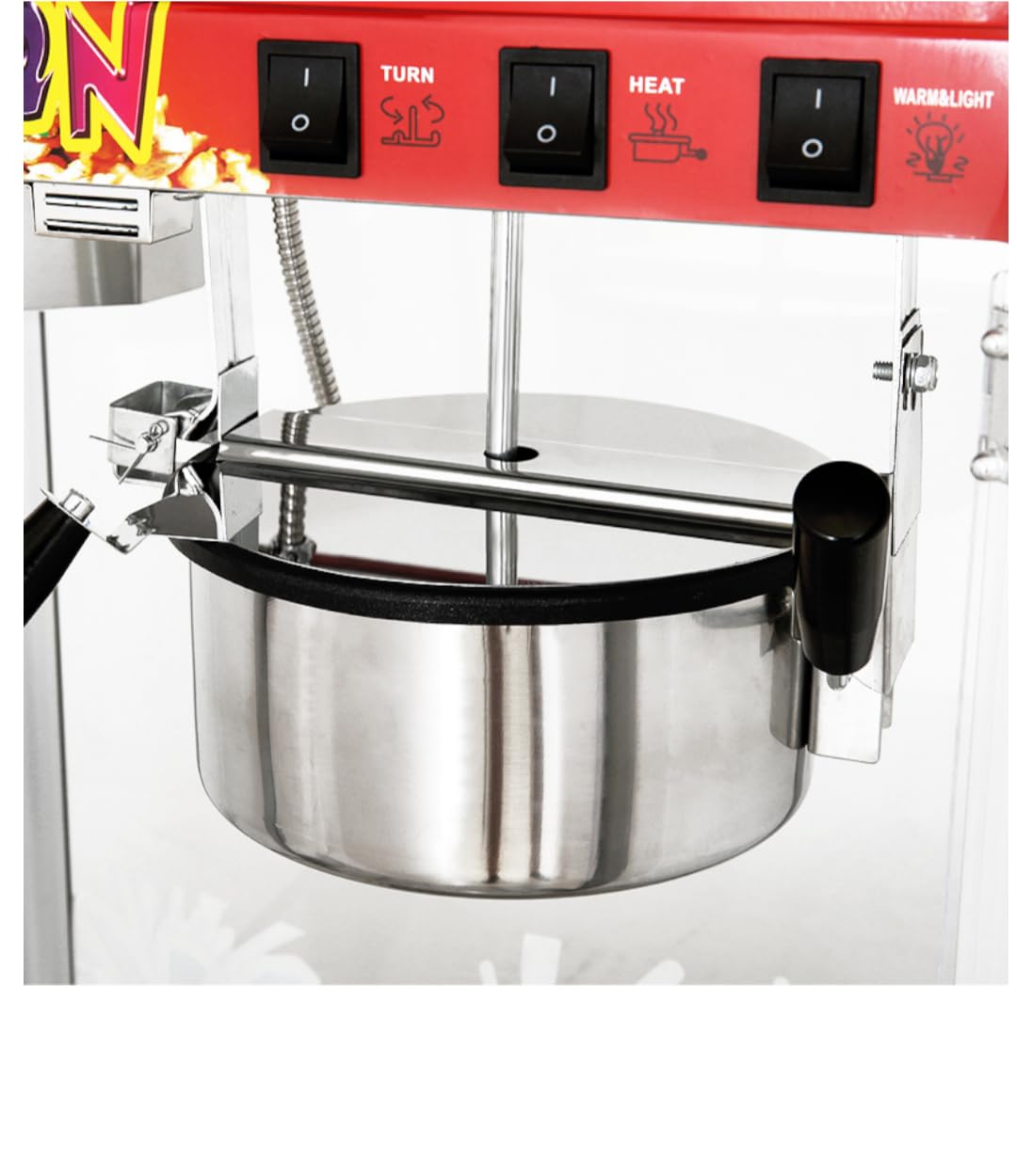 Gurubhai Equipments Commercial Popcorn Maker, Table Top Popcorn Vending Machine, 220V Countertop Popcorn Maker for Threater & Resturant Use, 3-Switch Control Steel Frame, 250 Gram in a Batch