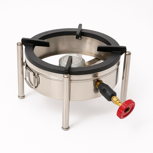 Gurubhai Equipments Stainless Steel Round Burner Stove – 12"x12"x8" Heavy-Duty Commercial Gas Stove for Catering, Restaurants & Outdoor Cooking | Commercial Gas Burner