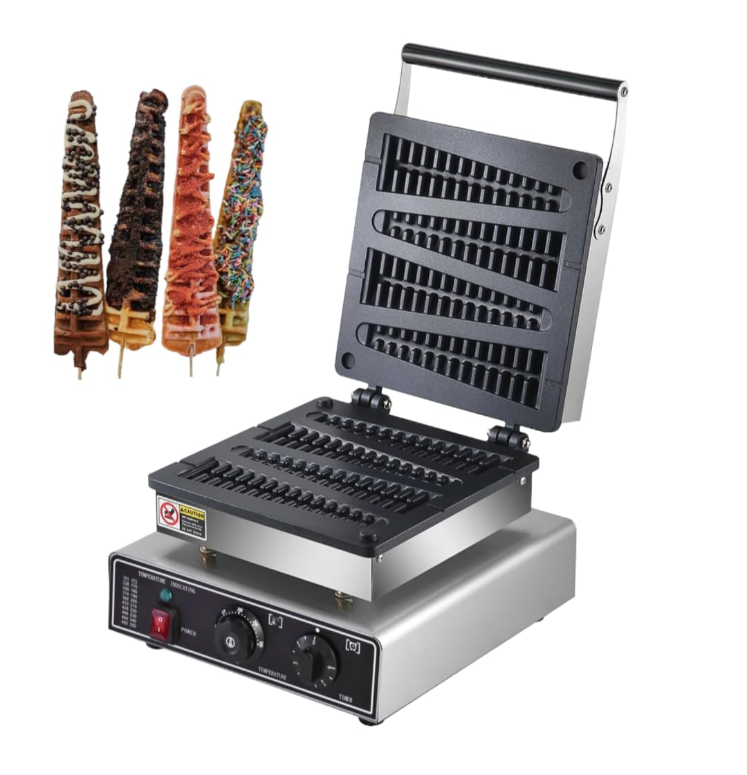 Gurubhai Equipments Commercial Non-Stick Lolly Stick Waffle Maker Machine – 4pcs Tree Shape Waffle Maker, 220V – Ideal for Waffle Outlets, Hotels, Restaurants, Cafes, and Catering Purposes