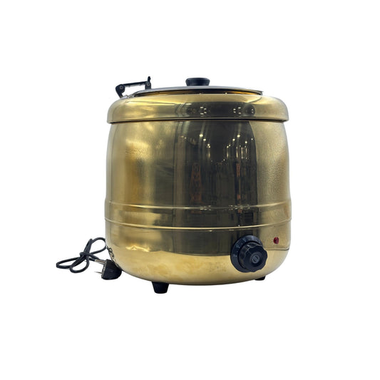 Gurubhai Equipments Electric Golden Soup Kettle Warmer, 10 Liter, Soup Warmer, Golden Soup Tureen for Catering, Restaurants and Buffets Businesses, Ideal for Keeping Soups and Stews Warm